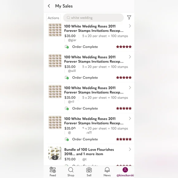 100 White‎ Wedding Roses 2011 Forever Stamps Invitations USPS Save The Date - Picture 5 of 6